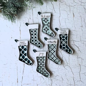 Farmhouse Style Stocking Ornaments Set of 6 SVG Digital Download For Glowforge or Laser Not a Physical Item Read Item Description