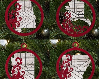 50 estados florescem enfeites de natal redondos conjunto de 50 arquivos digitais para Glowforge ou laser - não é um produto físico