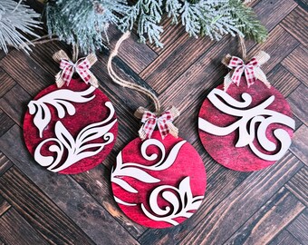 Christmas Flourish Ornament Set of 3 SVG Digital Download for Glowforge or Laser -Not a Physical Item Read Item Description