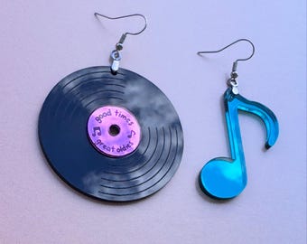 Record and Music Note Earring Set SVG Dangle Earrings Digital Download for Glowforge or Laser Not a Physical Product Read Item Description