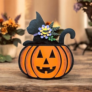 Black Cat in a Jack O Lantern SVG Digital Download For Glowforge or Laser For 1/8” & 1/4” Material Not a Physical Item Read Item Description