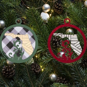 Flourish Florida Runde Weihnachtsverzierung Digitale Datei für Glowforge oder Laser - kein physisches Produkt