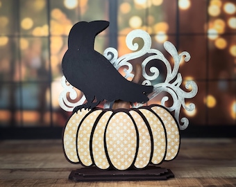 Halloween Raven On A Pumpkin SVG Digital Download For Glowforge or Laser For 1/8” & 1/4” Material Not a Physical Item -Read Item Description