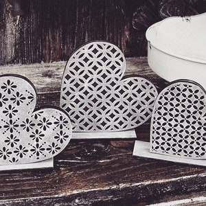 Farmhouse Style Hearts Set de 3 téléchargement numérique SVG pour Glowforge ou Laser pour matériel 1/8" et 1/4" pas un article physique