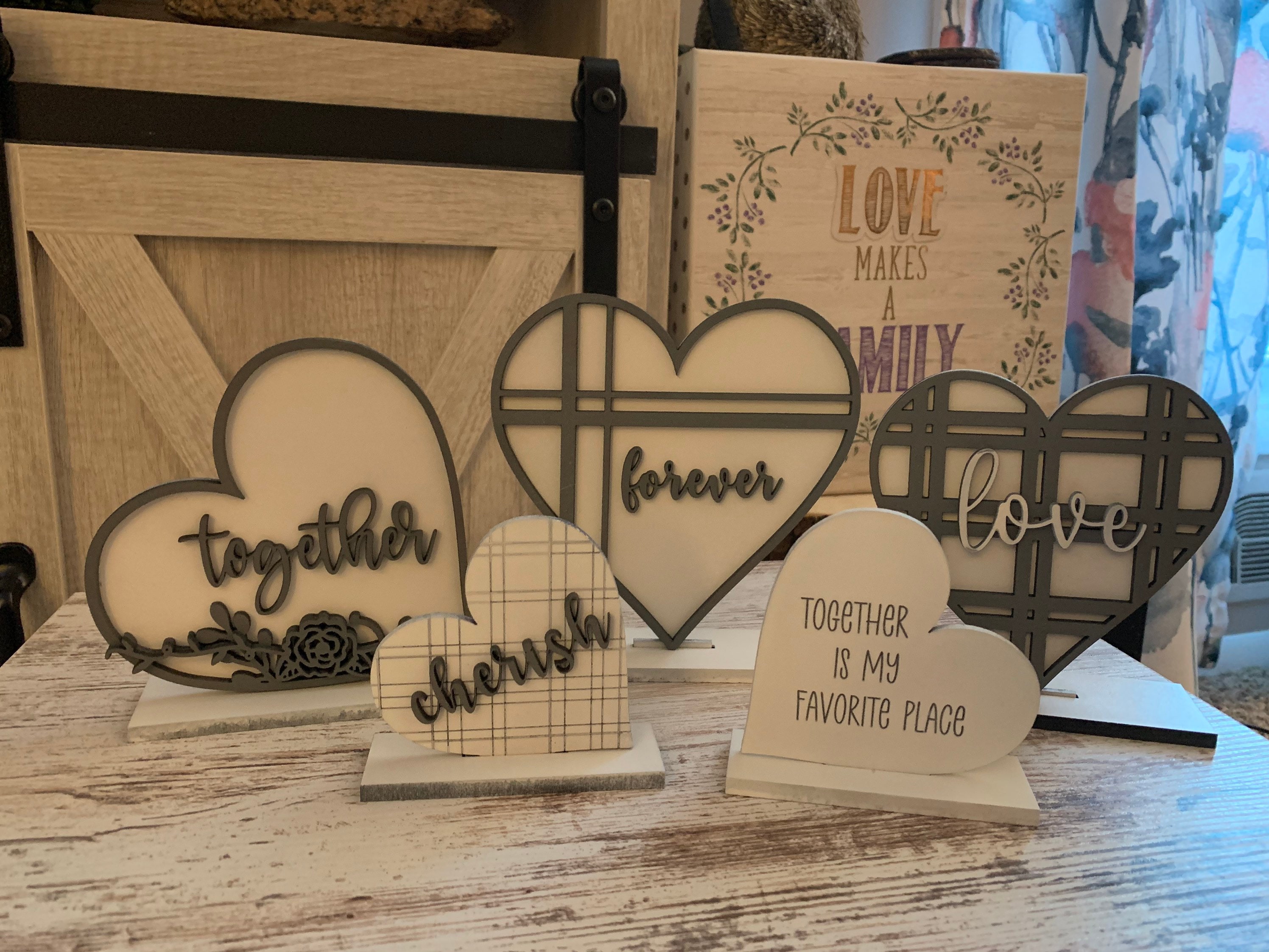 Plaid and Flowery Hearts for Easel Stands and Slotted Stands Etsy Canada