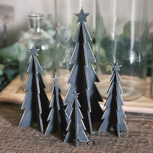 Mini-arbres de Noël 3D de style ferme, lot de 6 téléchargements numériques SVG pour Glowforge ou laser