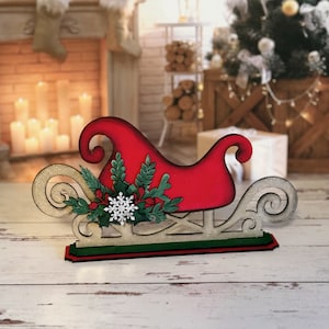 Mistletoe and Holly Christmas Sleigh SVG Digital Download For Glowforge or Laser 1/8” & 1/4” Material Not a Physical Item Read Item Details