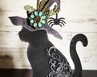 Halloween Cat Witch SVG Digital Download For Glowforge or Laser For 1/8” and 1/4” Material Not a Physical Item Read Item Description