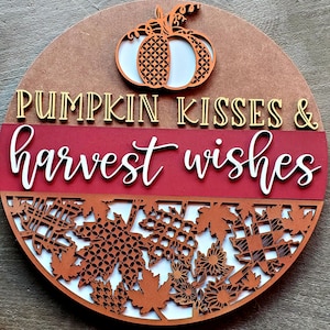 Descarga digital SVG de besos de calabaza y deseos de cosecha para Glowforge o Laser