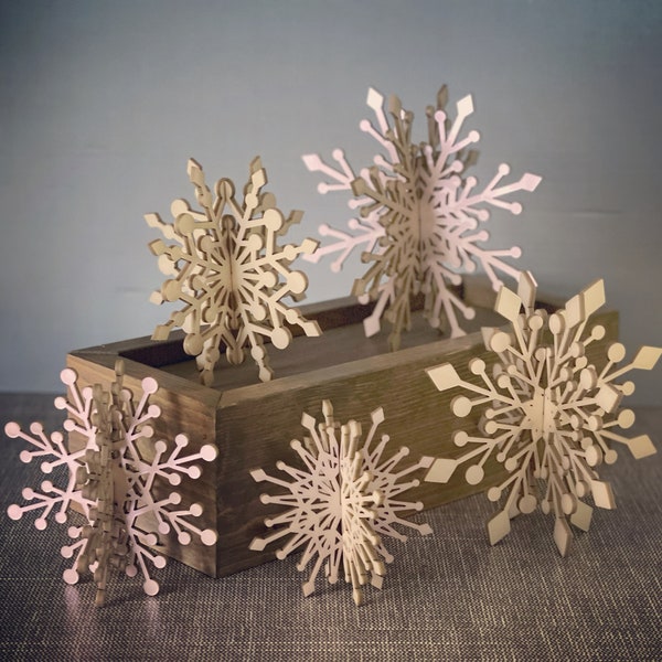 Set di fiocchi di neve 3D di 5 Download digitale SVG per Glowforge o Laser per materiale da 1/8" Non un elemento fisico - Leggere prima la descrizione dell'articolo