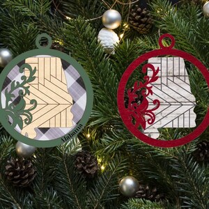 Flourish Alabama Round Christmas Ornament Digital File for Glowforge or Laser - Not a Physical Product