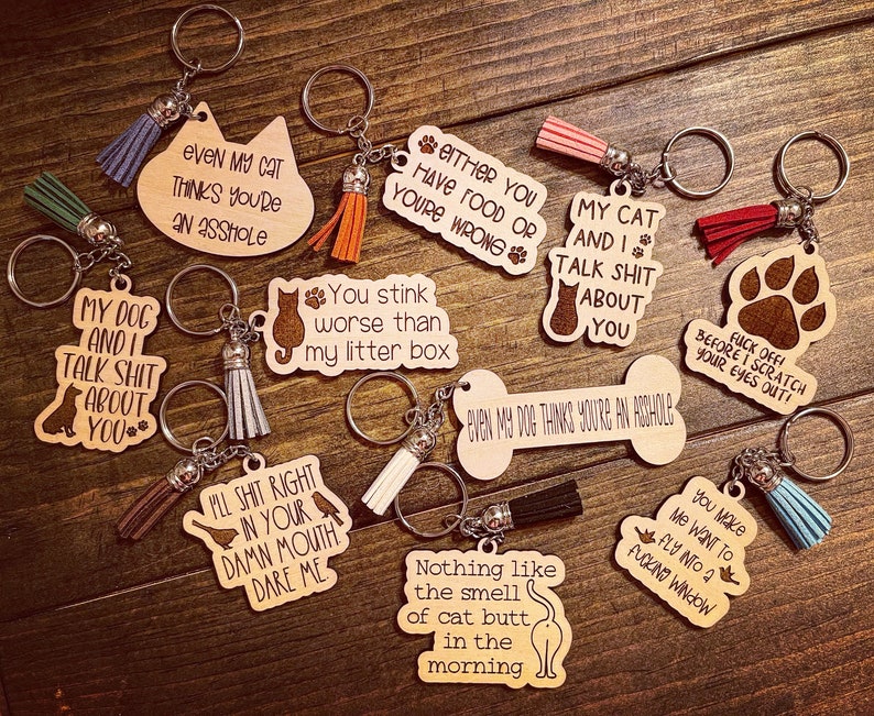 Snarky Pet Keychains Set of 10 SVG Digital Download for Glowforge or ...