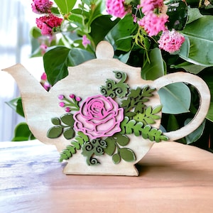 Service à thé floral étagère sitter SVG téléchargement numérique pour Glowforge ou laser pour 1/8" et 1/4" matériau n'est pas un article physique Lire la description de l'article
