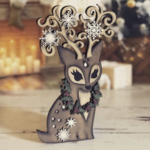 Christmas Deer With Wreath SVG Digital Download for Glowforge or Laser For 1/8” & 1/4” Material Not a Physical Item READ Item Description