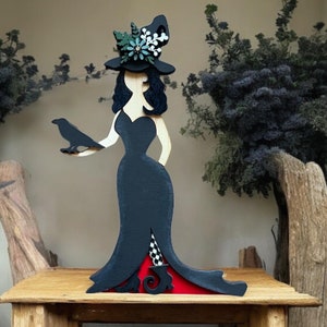 Witch With Raven Shelf Sitter SVG Digital Download For Glowforge or Laser For 1/8” & 1/4” Material Not a Physical Item Read Item Description