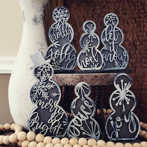 Snowmen Shelf Sitters Set of 6 SVG Digital Download for Glowforge or Laser -Not a Physical Item
