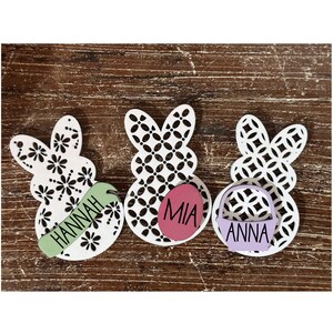 Concevez votre propre panier de Pâques de style campagnard, lot de 3 étiquettes SVG en téléchargement numérique pour Glowforge, XTool, Aeon ou autre lecture au laser