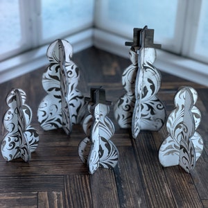 1/8 ”3D Schneemann Shelf Sitters Set von 8 SVG Digital Download für Glowforge oder Laser Kein physischer Artikel