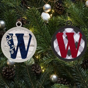 Flourish Monogram Letter W Christmas Ornament / Initial Ornament SVG Digital Download for Glowforge or Laser -Not a Physical Product