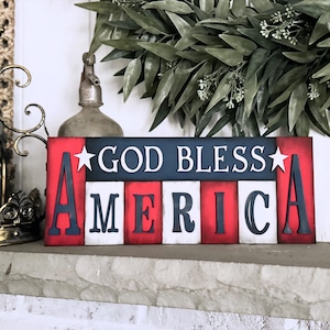 God Bless America Sign of Shelf Sitter SVG digitale download voor Glowforge of laser voor 1/8" en 1/4" Materiaal geen fysiek item