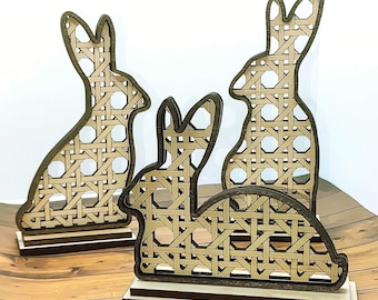 Rattan Cane Easter Bunnies Set of 3 SVG Digital Download For Glowforge Or Laser For 1/8” and 1/4” Material Not a Physical Item