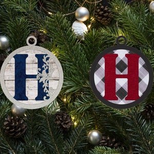Flourish Monogram Letter H Christmas Ornament / Initial Ornament SVG Digital Download for Glowforge or Laser -Not a Physical Product