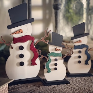 Happy Snowmen Set of 3 SVG Digital Download for Glowforge or Laser