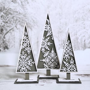 Snowflake Winter Trees Trio SVG Digital Download for Glowforge or Laser For 1/8”& 1/4” Material Not a Physical Item READ Item Description