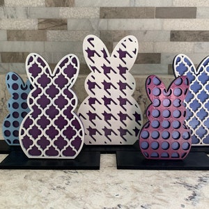 Patterned Bunnies Set of 3 on Stands SVG Digital Download for Glowforge -Not a Physical Item