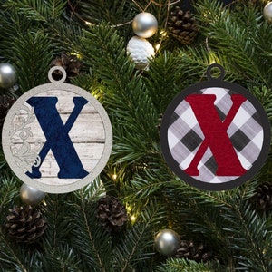 Flourish Monogram Letter X Christmas Ornament / Initial Ornament SVG Digital Download for Glowforge or Laser -Not a Physical Product