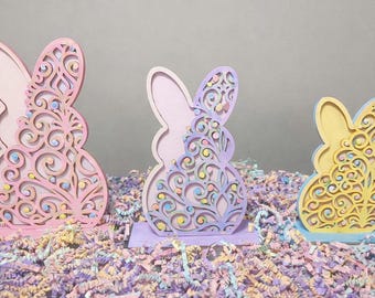 Filigree Style Easter Bunnies Set of 3 SVG Digital Download for Glowforge or Laser For 1/8” and 1/4” Material Not a Physical Item