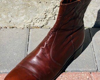 Dack's Custom Grade Exotic Genuine Kangaroo Hide Oxblood Dress Ankle Boots 9.5D Vintage Benchmade