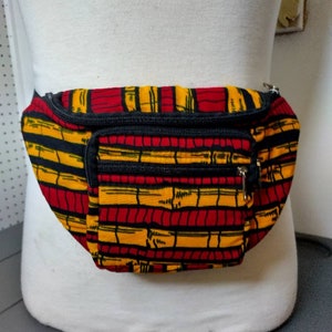 Kente African print Fanny Pack / Wasit Bag with three zipper