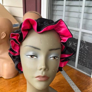 Adult Adjustable Double Layer Silky Satin Bonnet for Natural and Curly Hair_Night Hair Bonnet for Sleeping