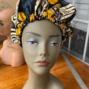 Adult Adjustable Double Layer Silky Satin Bonnet for Natural and Curly Hair_Night Hair Bonnet for Sleeping