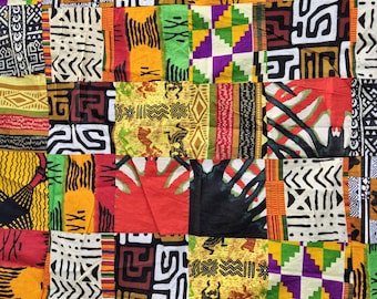 Handcrafted African Quilt Blanket | African Patch Work | African Bedding Blankets - Vibrant Ankara Print for Home & Gift
