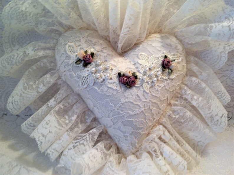 Handmade Victorian Heart Pillow Vintage Lace Heart Pillow Etsy