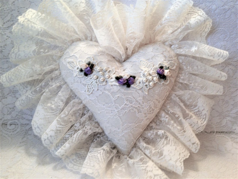 Handmade Victorian Heart Pillow Vintage Lace Heart Pillow Etsy
