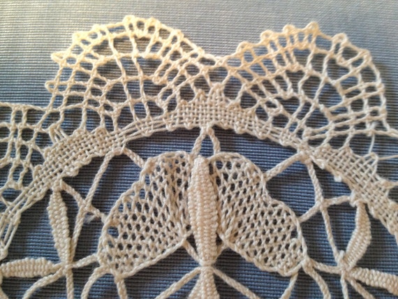 2  Butterfly Pattern 6” Round Ecru Crochet Cluny Lace Doily 100%  Cotton–New-SM9 