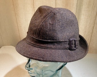 Vintage Pendleton Wool Brown and Brown Speckled Bucket Style Fedora Size 7     04407