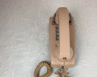 Vintage Pink or Dusty Rose Western Electric Push Button Wall Telephone Unable to Test    04040