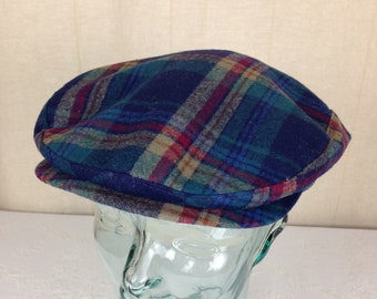 Vintage Pendleton Newsboy Style Cap Green, Blue, Red and Gray  Size Large    03408