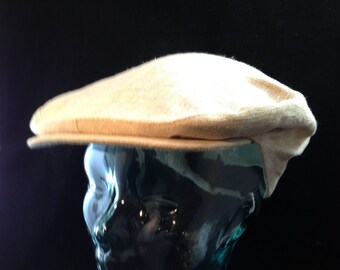 Gorra vintage estilo vendedor de periódicos Pendleton de tela beige con visera fija, tamaño extra grande 04718