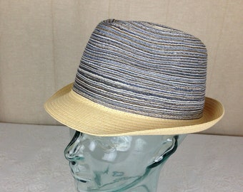 Multi-Color Loose Weave Fedora by Northern Cap and Glove Co. Like New with Blue and Brown Tones   04987