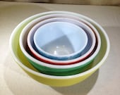 Vintage 1950 39 s Pyrex Primary Color Nesting Mixing Bowls-Set of 4 02615