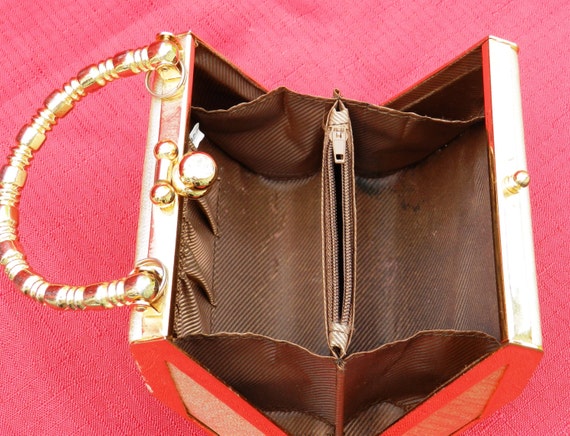 Vintage Small Gold Lame' Hard Case Purse Very Goo… - image 2