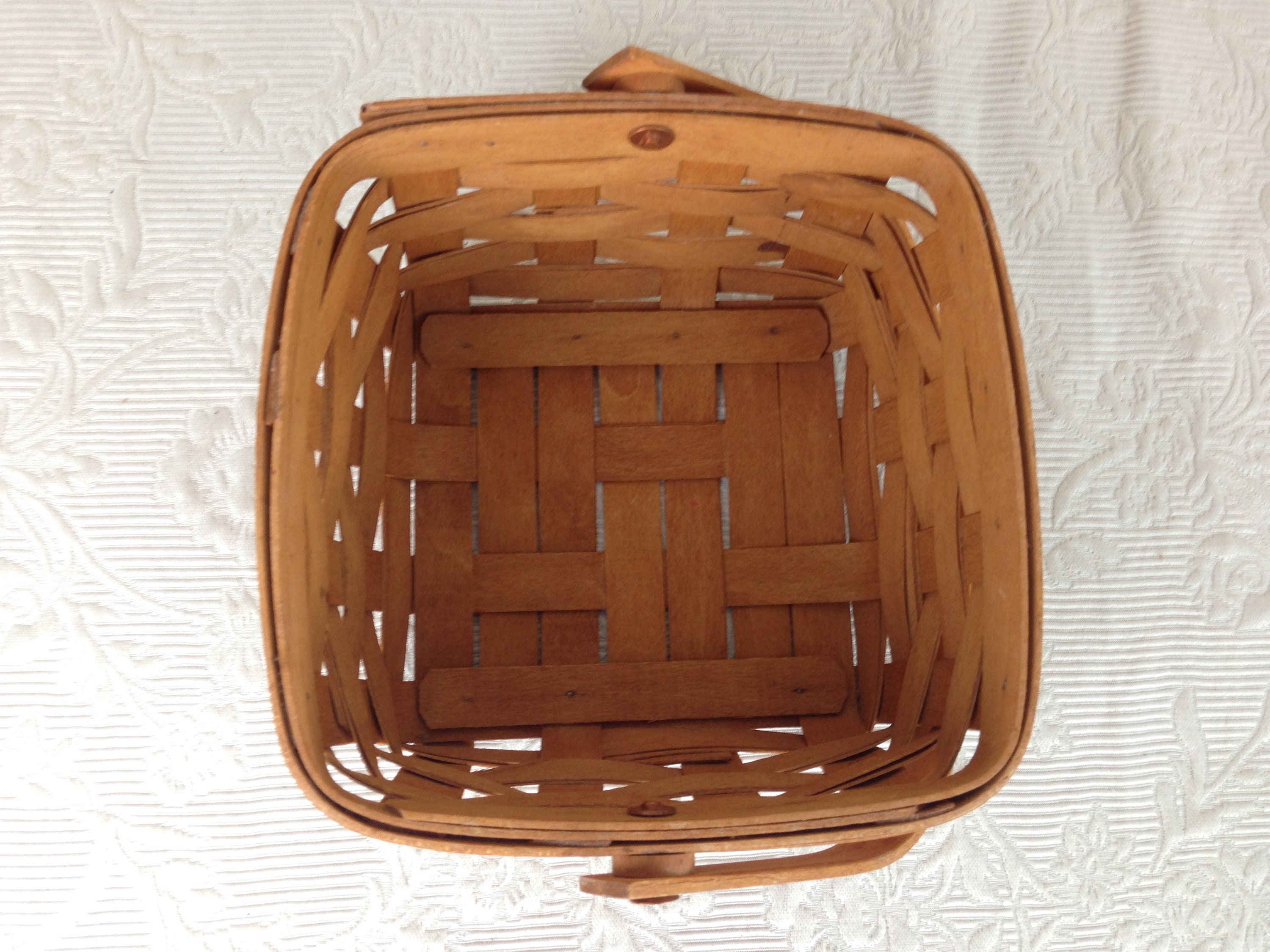 ヴィンテージ ロンガバーガー バスケット 7 x 7 銅リベット留め