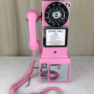 Vintage Crosley Pink 1950's Classic Pay Phone Model CR56-PI Non