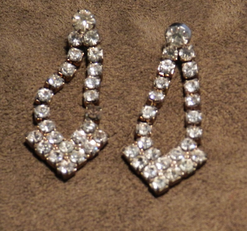 Vintage Rhinestone Earrings With Posts 03094 Etsy