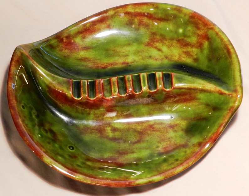 Vintage Arnel's Ceramic Ashtray by VM 1967 Green and Brown Etsy